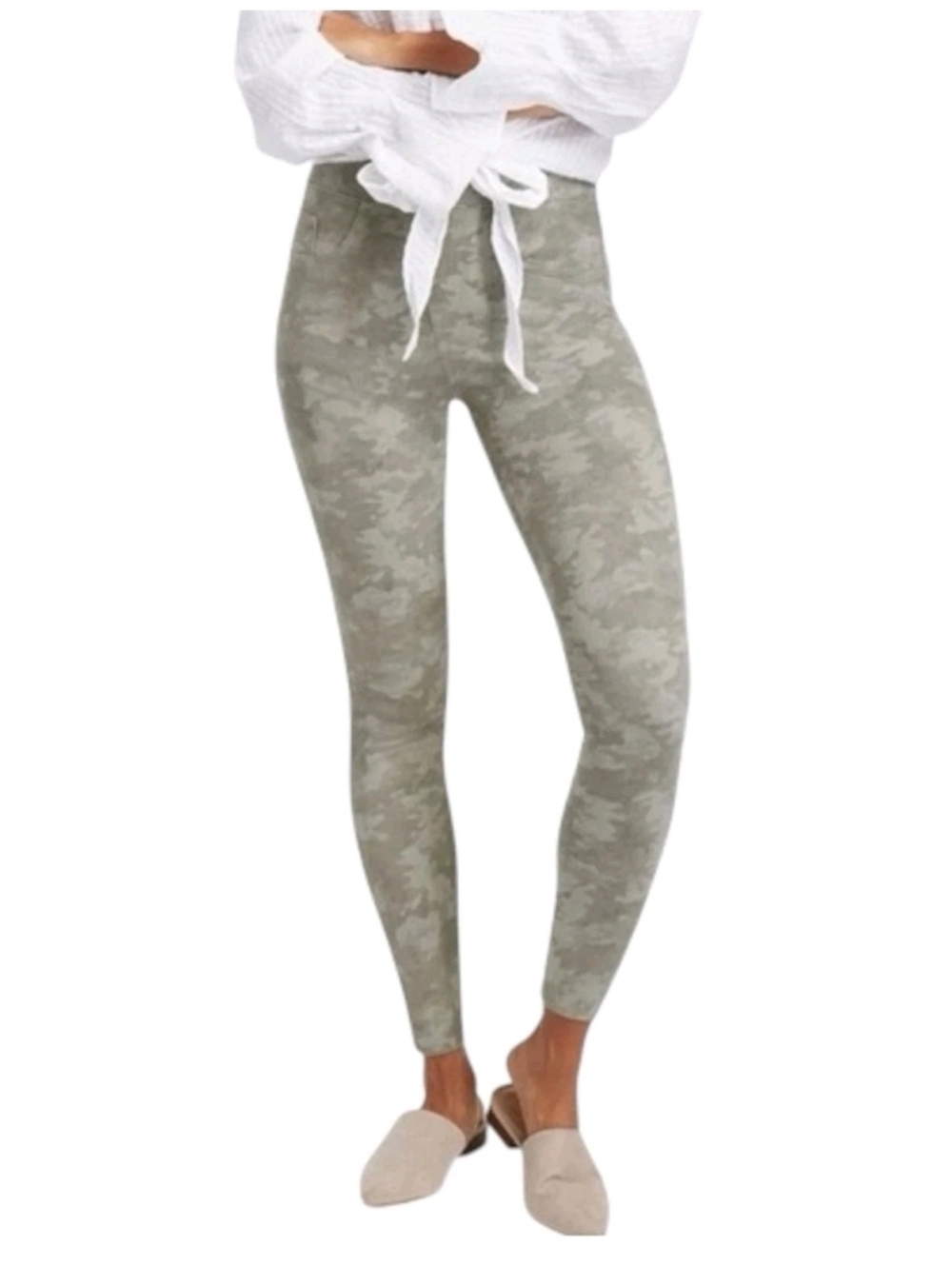 Spanx Ankle Jean-ish Leggings Stone Wash Camo Print S High Waist